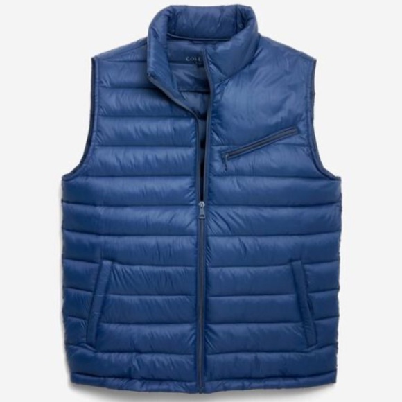 Cole Haan Signature Mens Puffer, Quilted Vest, Navy Blue Large - Picture 5 of 16